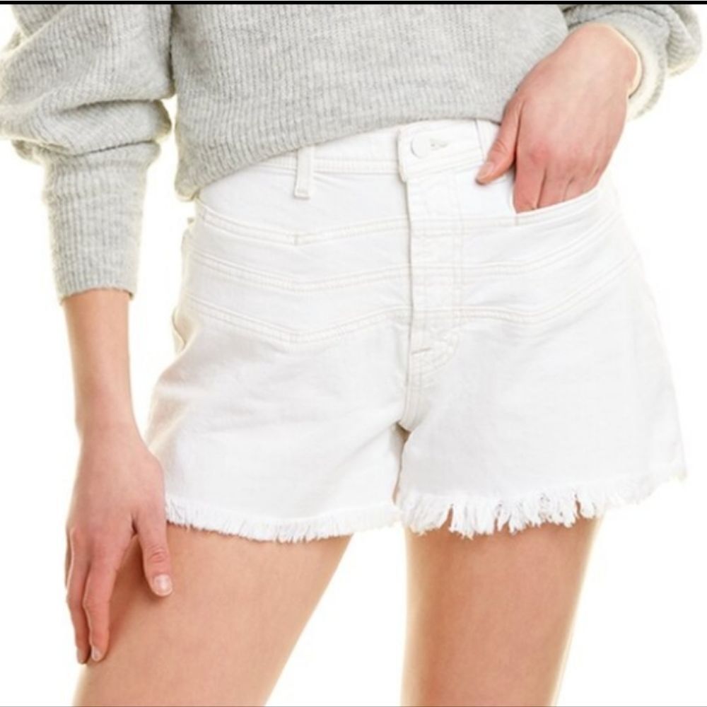 7 For All Mankind High-Waisted Cutoff in Clean White